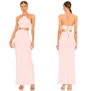 New Alice + Olivia Marguerite Halter Cutout Open Back Maxi Dress English Rose
